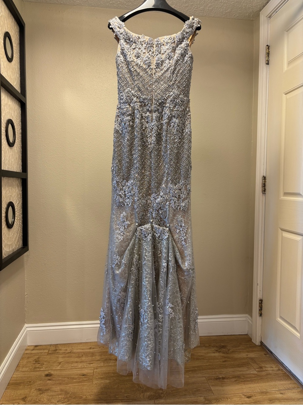Terani Couture Silver/Nude Beaded Lace Formal - Picture 3 of 16